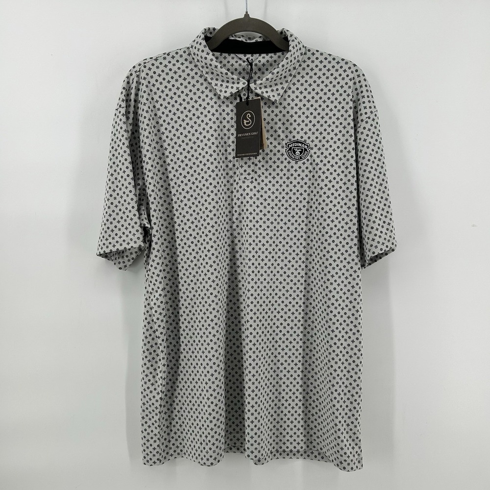 Swannies Hazelwood Golf Polo Mens L Medinah Country Club Glacier Black NWT